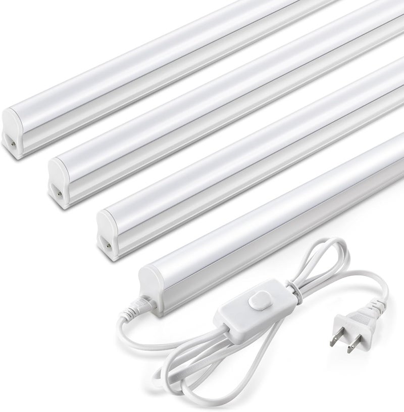 Paklighting Pak 4FT LED Shop Lights, 2300LM 6500K Cool White, 20W Energy Efficient Linkable Ceiling and Under Cabinet Lighting, T5 Integrated Utility Fixture for Garage, Workshop, Basement, FCC Certified, 4 Pack - Image 1